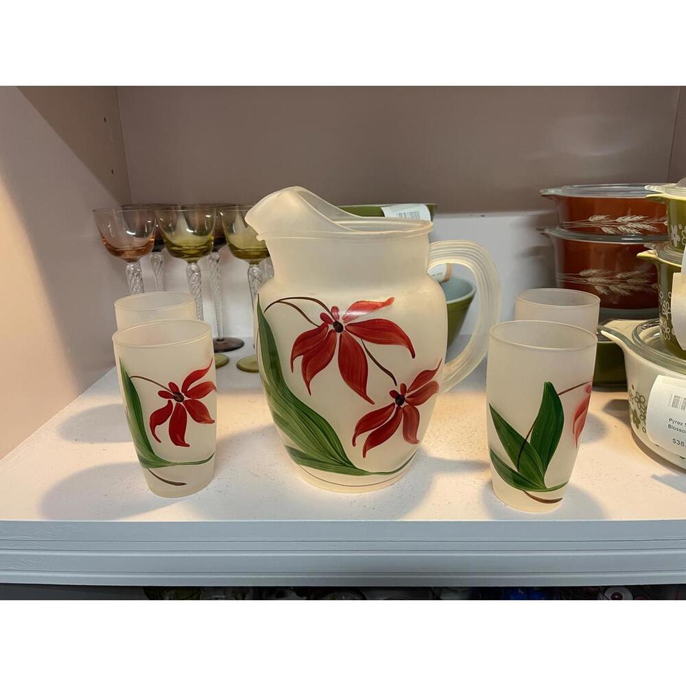 Hazel-Atlas Glass Pitcher and Glasses Set of 5